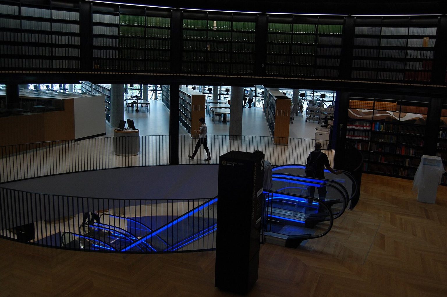 The reading floors of the Library of Birmingham seen from an upper level