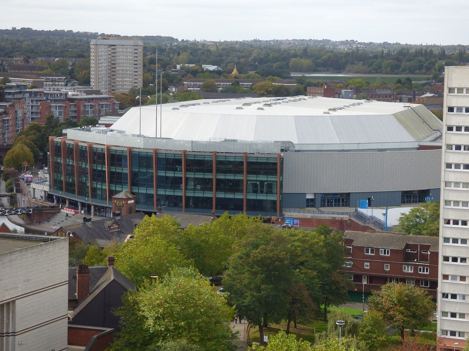 Arena Birmingham seen from the Secret Garden