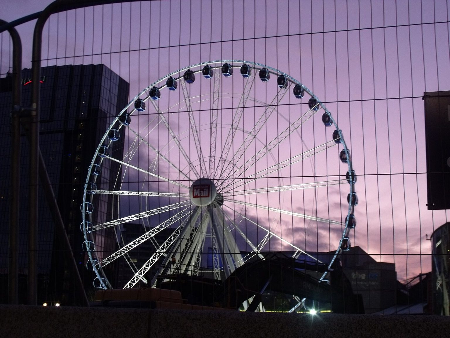 The big wheel on Broad Street, Birmingham, at sunset