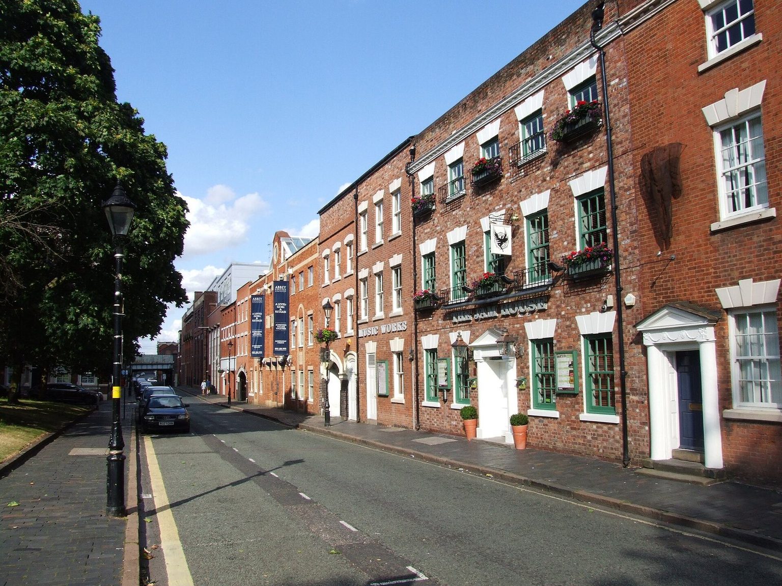 A brick terrace on St Paul's Square in Birmingham's Jewellery Quarter