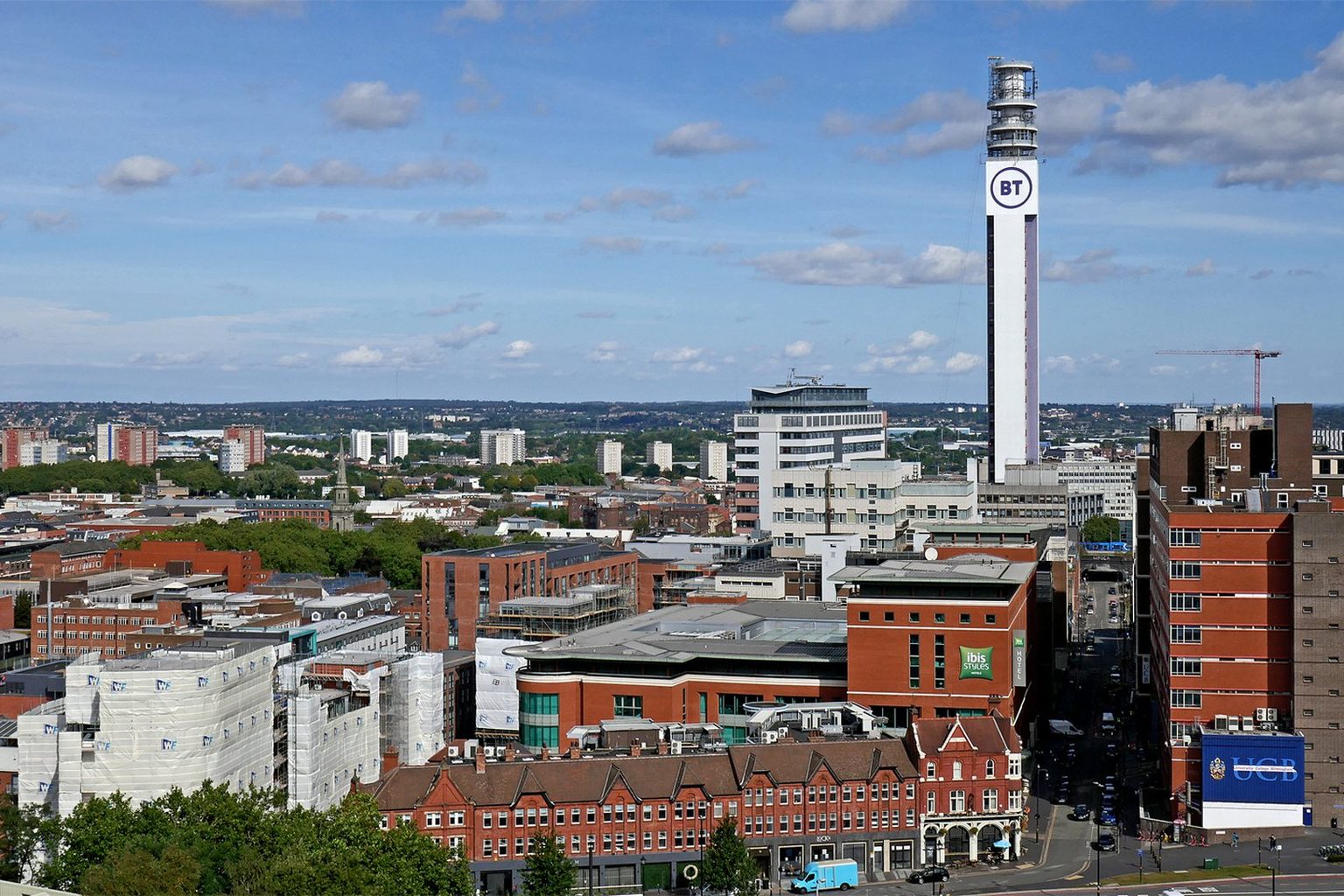 A view across the rooftops of Birmingham city centre