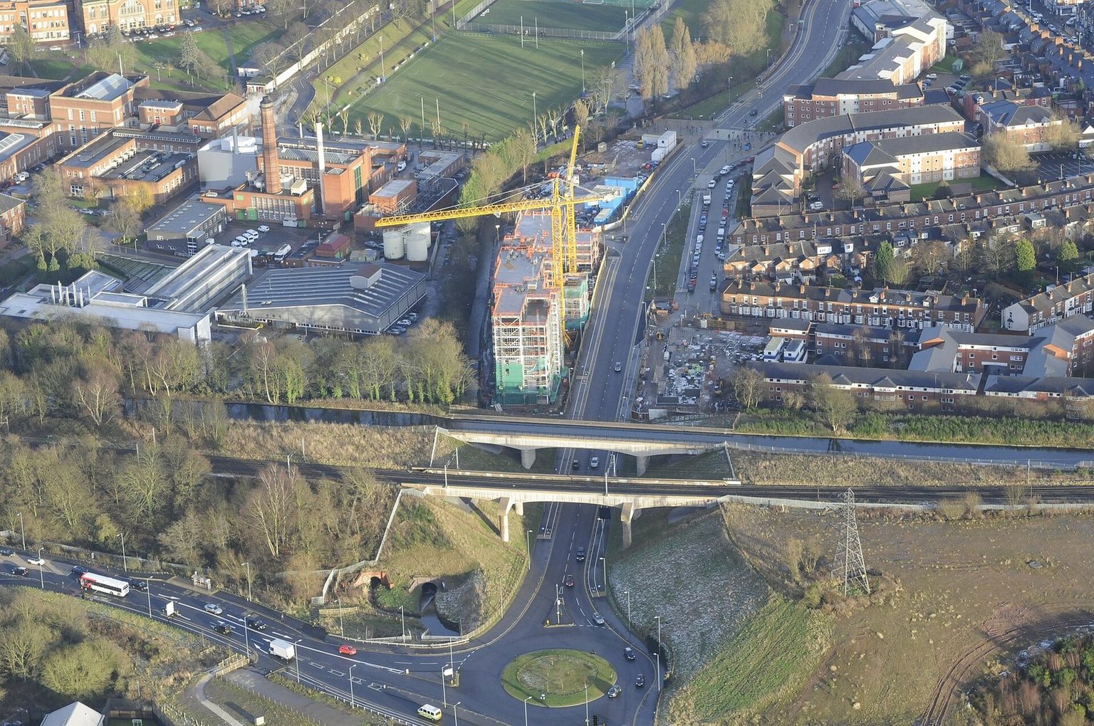 An aerial view over Birmingham